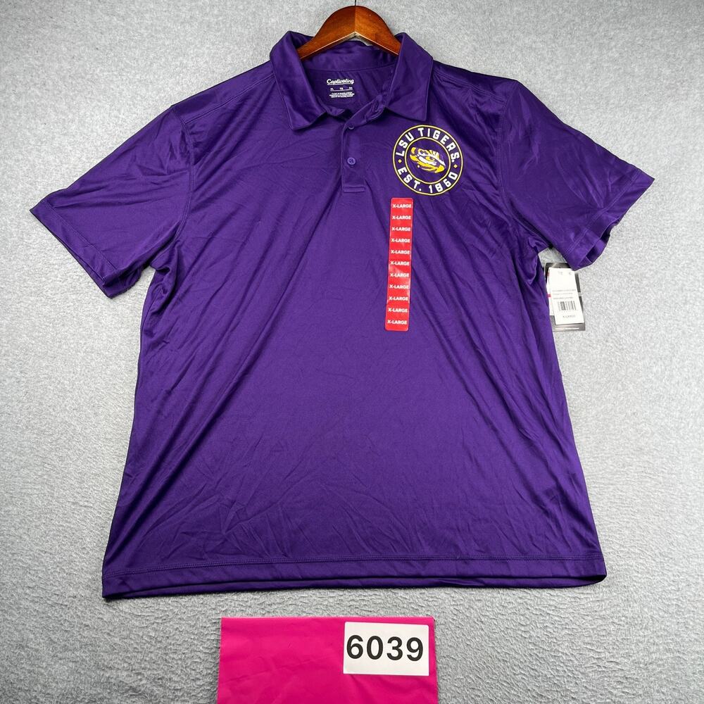 LSU Tigers Performance Polo Shirt Mens Purple XL Stretch NEW NWT